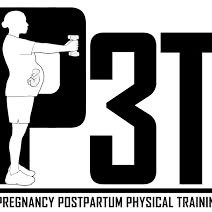 Pregnant woman exercising superimposed over P3T
